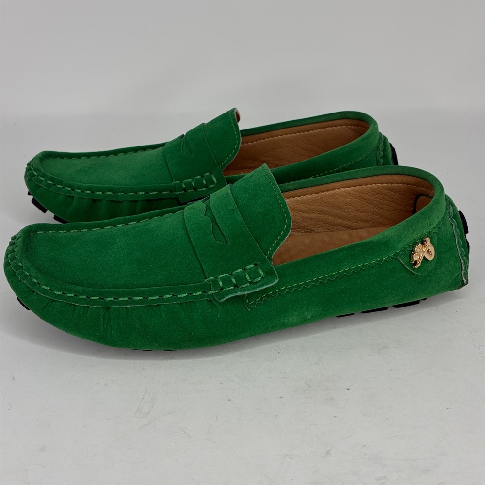 Green Suede Penny Loafers for Women - Picture 3 of 10
